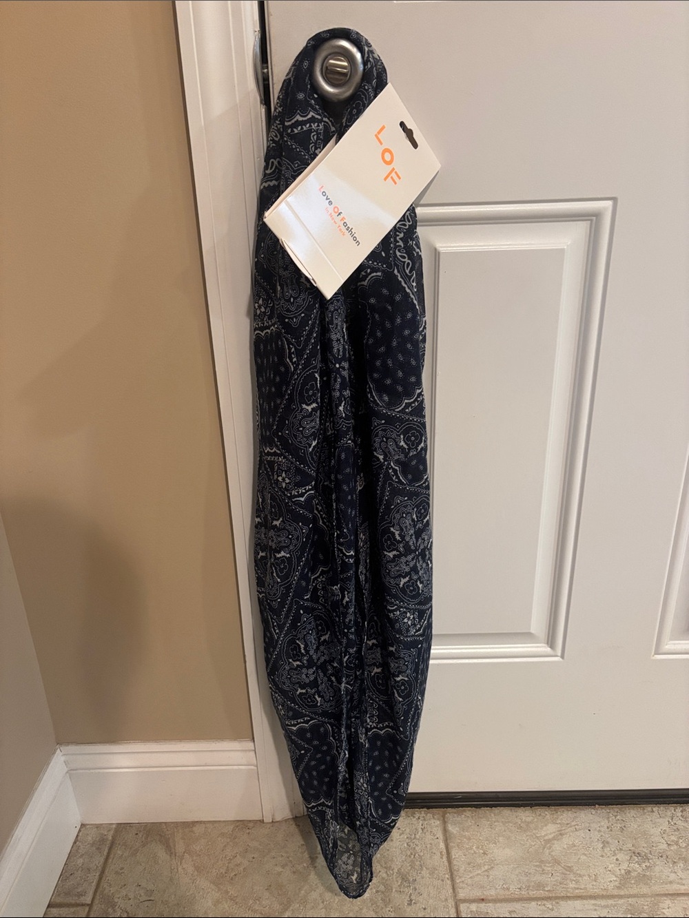 LOF Navy Paisley Lightweight Scarf Wrap